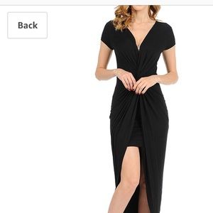 Deep v high low maxi dress